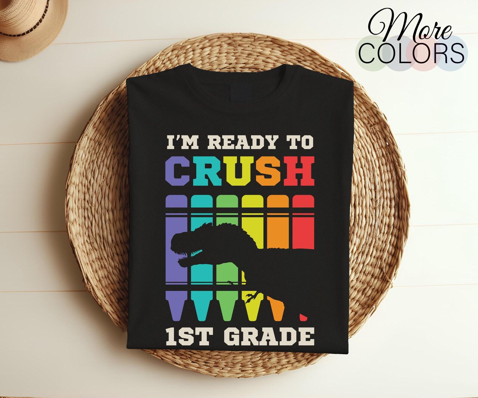 1st Grade Level Complete Tyrannosaurus Dinosaur Dino T-Rex Lover Graduation Class School Graduate Gifts Gamer T-Shirt, First Graduated Boys, 100