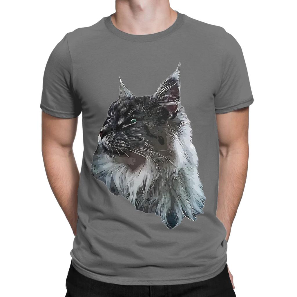 Maine Coon Poster Novelty 100 Cotton TShirt Maine Coon Tops Tees For Unisex