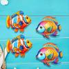 2 Pcs Wooden Fish Wall Art Tropical Fish Sculpture Coastal Beach Sea Animal Wall Hanging Ornament for Bathroom Pool Patio Fence Decor
