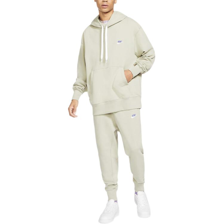 Nike Embroidered Logo French Terry Hoodie Men Top Stone DA0024-230