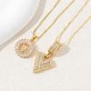 2Pcs Full CZ Zircon Iced Crystal Initial Letter Flower Necklace Women Copper A-Z Alphabet Pendant Couple Jewelry Birthday Gifts