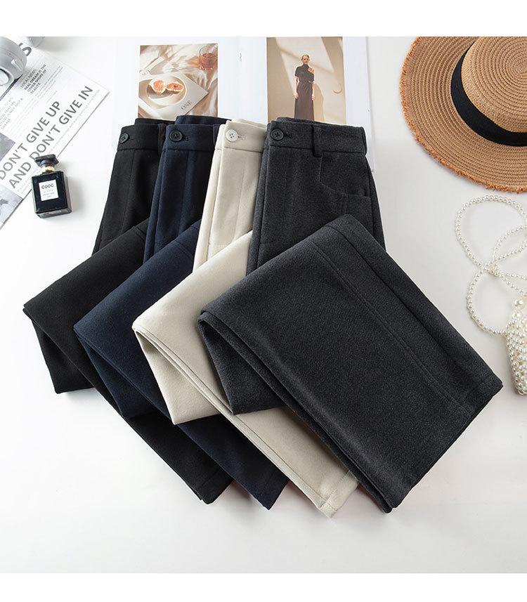 Women's High-Waist Slimming Woolen Wide-Leg Pants - Autumn/Winter 2025 Collection