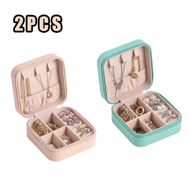 Portable Mini Jewelry Storage Box Travel Organizer Jewelry Case Leather Storage Earrings Necklace Ring Jewelry Organizer Display