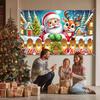 Santa Claus reindeer and Christmas tree background banner winter holiday photo backdrop for seasonal parties wall decoration