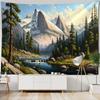 Bellissimo Arazzo Paesaggio Forestale Decorazione Murale per Camera da Letto Soggiorno Tessuto di Sfondo, Murale in Tessuto Estetica Hippie