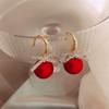 Boucles d'oreilles pendantes nœud rouge perle rouge incrusté de strass de luxe à la mode, charme classique de Noël et du Nouvel An Zircon, cadeaux