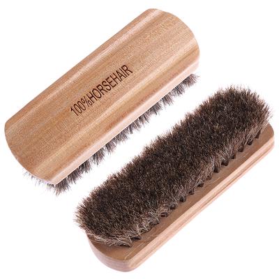 Brosse à chaussures en crin de cheval Outil de polissage doux en cuir naturel et crin de cheval véritable