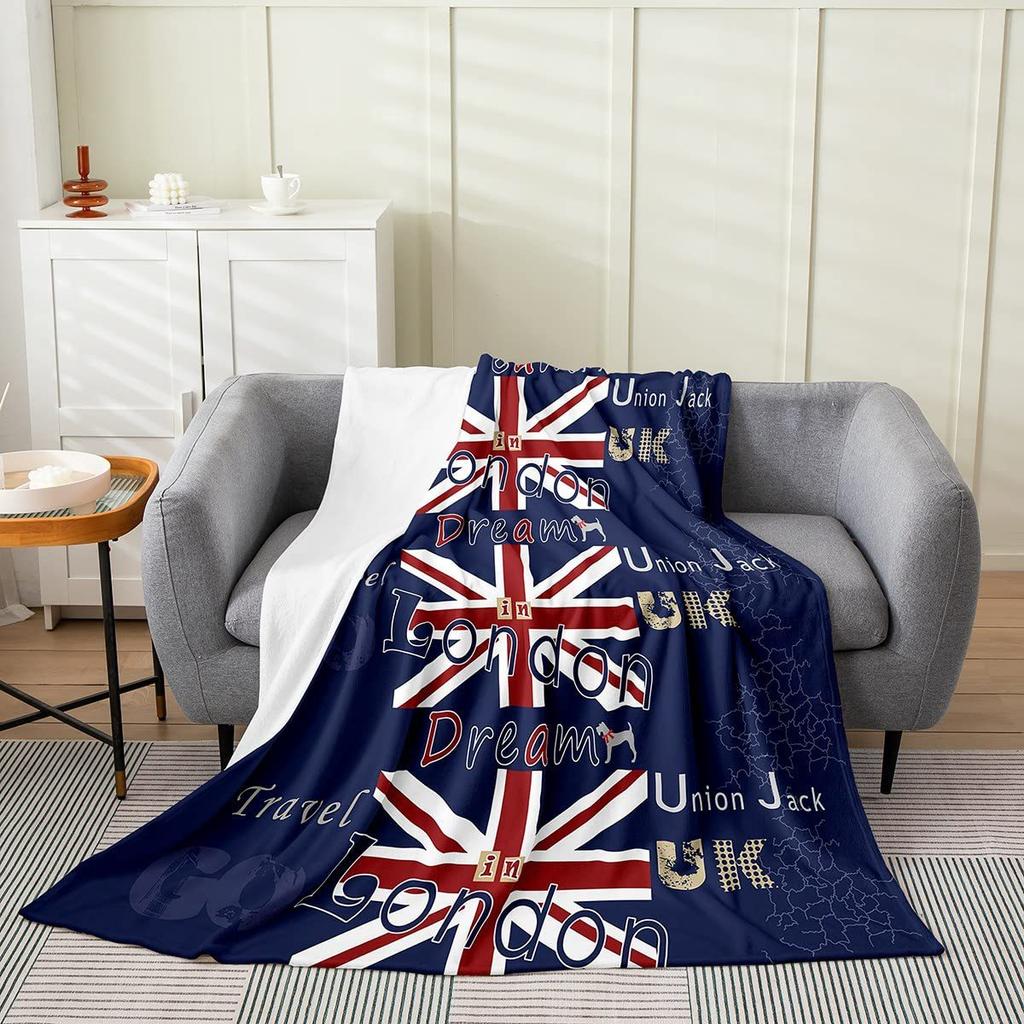 Union Jack London Blanket Soft Comfortable Flannel Blanket For Bed Sofa Chair Nap Travel Camping Blanket