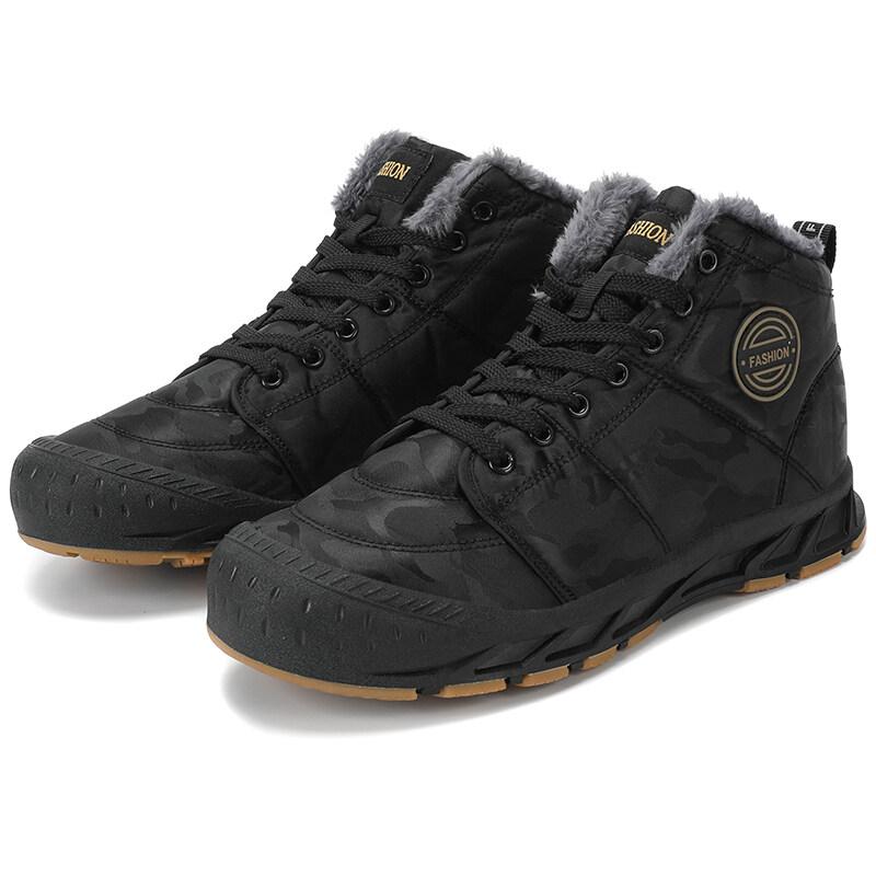 

Men Outdoor Hiking Shoes Sport Winter Snow Boots with Fur Camouflage Colour Warm Climbing Boots Plus Size Desert Boots EU:46 чорний