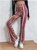 2025 Spring/Summer European-American Style Elastic Micro-Flare Printed Casual Pants