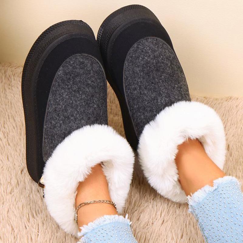 Fashion Black Faux Fur Snow Boots for Women Winter Short Plush Coldproof Warm Ankle Boots Woman Comfort Soft Sole Platform Botas Ladies