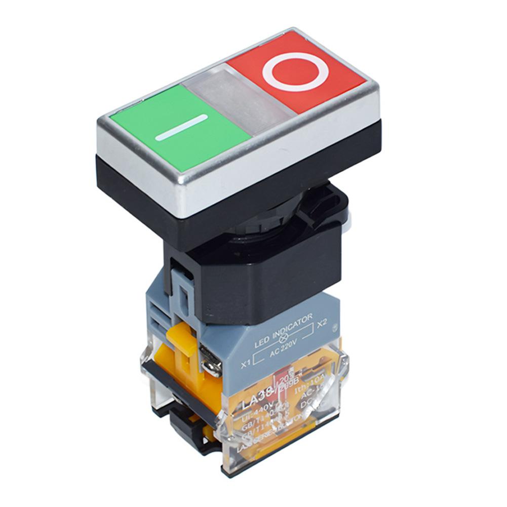 Dual Button Pushbutton Switch LA38 11D RG with LED Indicator 440V 40C to 85C Operating Temp for Industrial Use