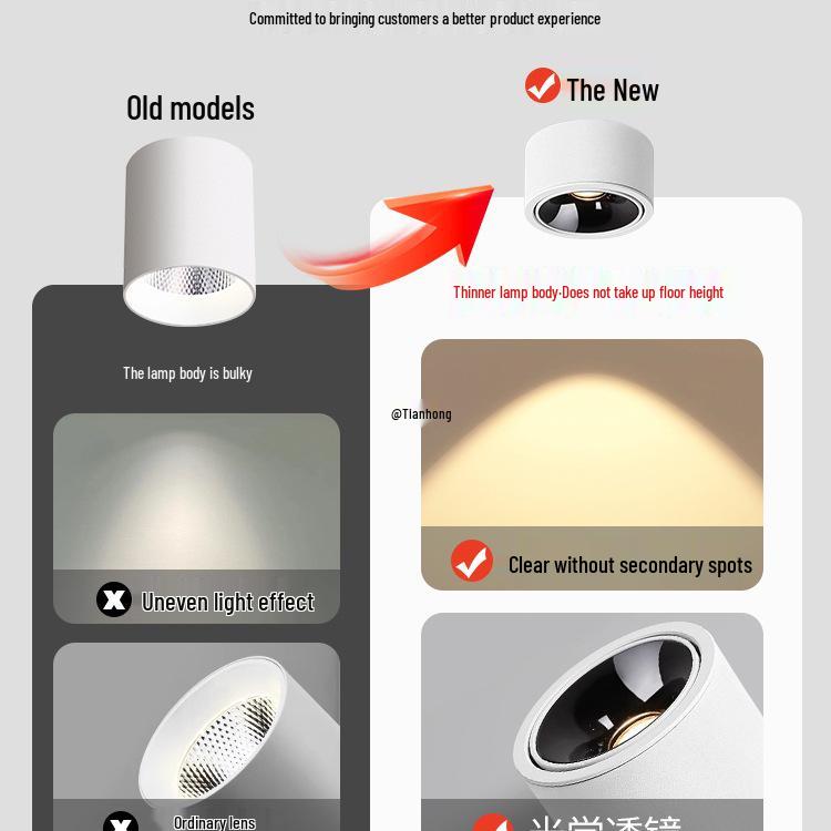 Adjustable Anti-Glare Surface Mounted Ceiling Spotlight for Living Room