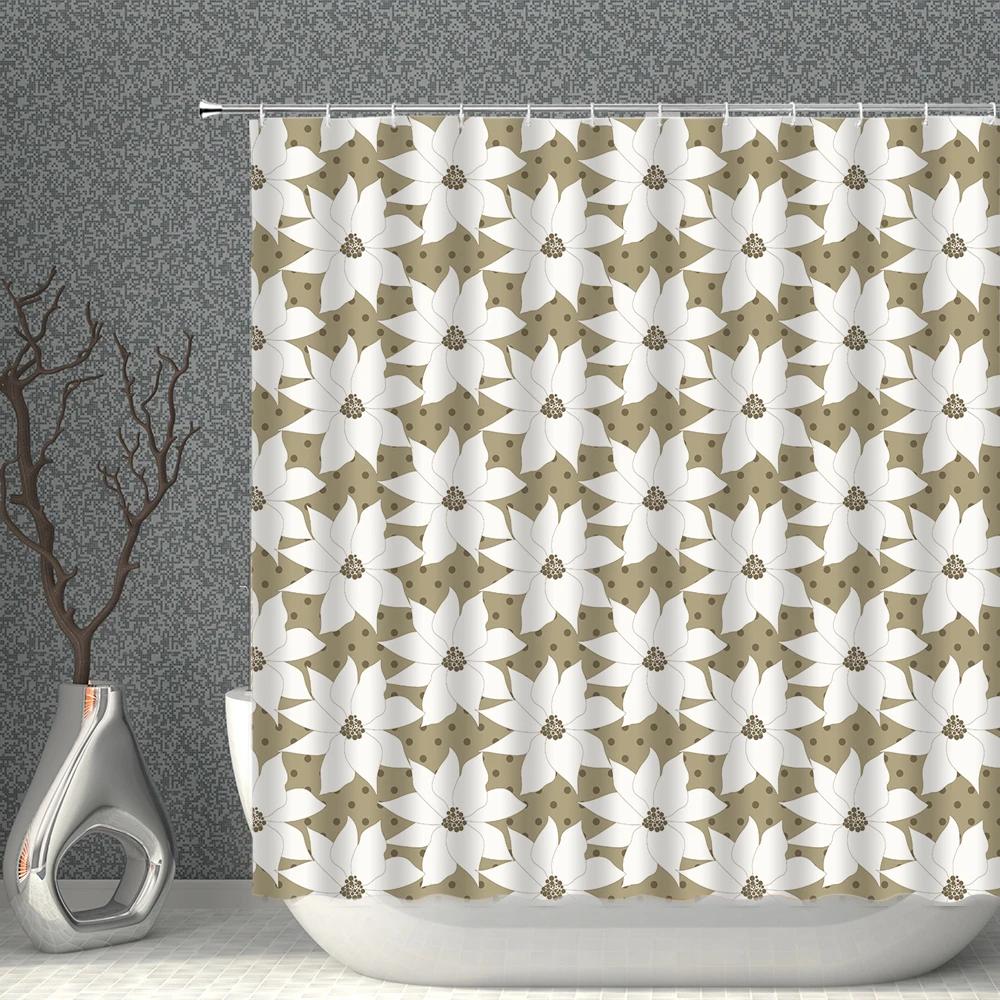 Bohemian Shower Curtains Waterproof Cloth Colorful Datura Flower Leaves Print Bath Curtain Set Multi-size Bathroom Screen Decor