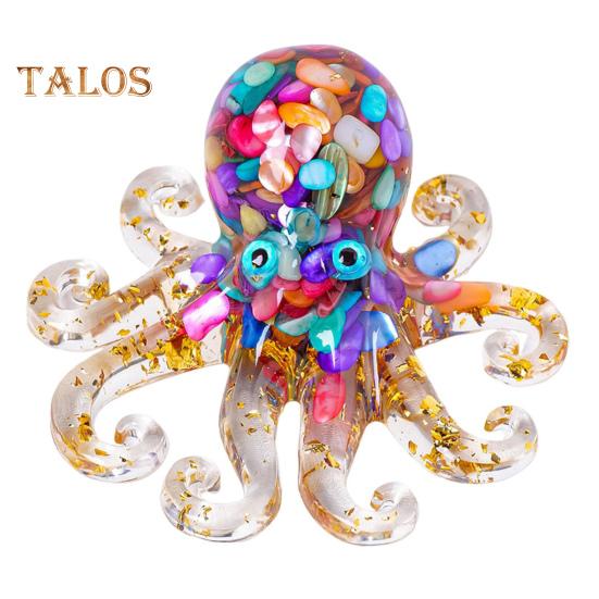 

Фигурка осьминога, украшение из смолы в виде осьминога, наполненное хрустальным гравием, настольная целебная хрустальная статуэтка осьминога для витрины, офисного стола разноцветный