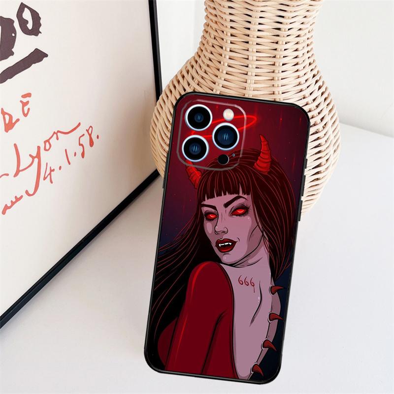 Satan Nun Devil Girl Phone Case For iPhone 16 Pro Max 15 14 13 11 12 17 Pro Max mini 15 16 Plus 16e 17 Air Cover