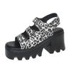 Fashion Large Size Women High Heeled Sandals Summer Punk Height Increasing Sandal Motorcycle Gothic Woman Shoes Khaki Platform Sandals