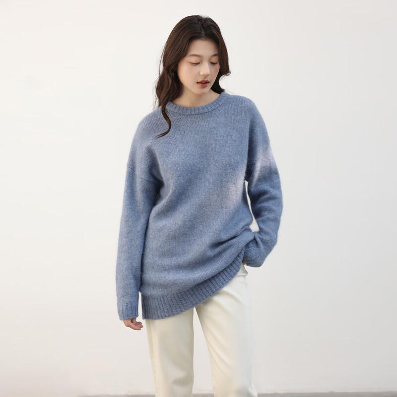 Snuofde Women's Relaxed Fit Round Neck Knit Sweater