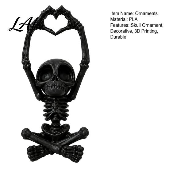 Funky Home Accent Piece Heart-Matching Skull Ornament 3D Printed Skeleton Statue Gothic Novelty Bone Texture Statue Compact Size Sculpture
