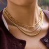 Uworld Classic 18K Gold Plated Layered Necklaces For Women Stackable Gold Plated Circle Paperclip Chain Pendant Choker Necklace