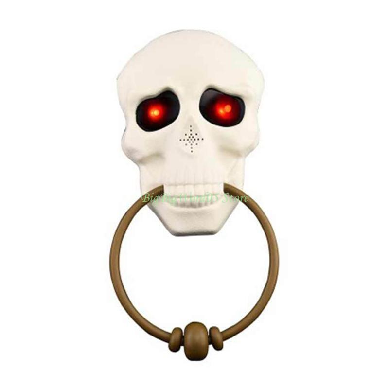 

24TE for Creative Halloween Creepy Doorbell LED Skeleton Glowing Eyeball with Scary Sound Horror Props Haunted House Door Dec