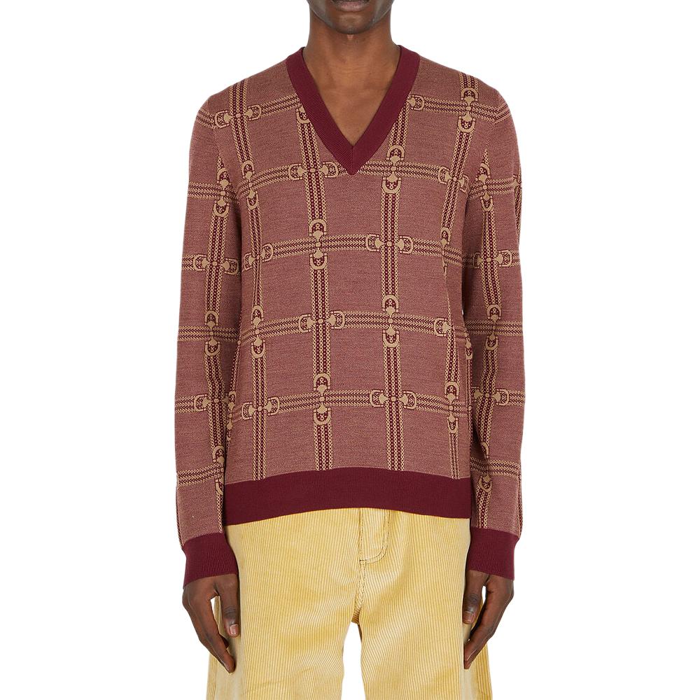 GUCCI Sweaters Men's Red V-neck Moderate Other 716358-XKCO0-6385