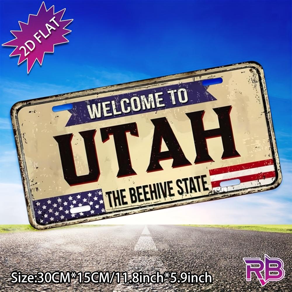 

Welcome to Utah The Beehive State Rustic D Flat Aluminum Metal Tin Sign for Patriotic Car Wall Decor Bar Garage Man Cave 15x30cm(5.9x7.8inch)