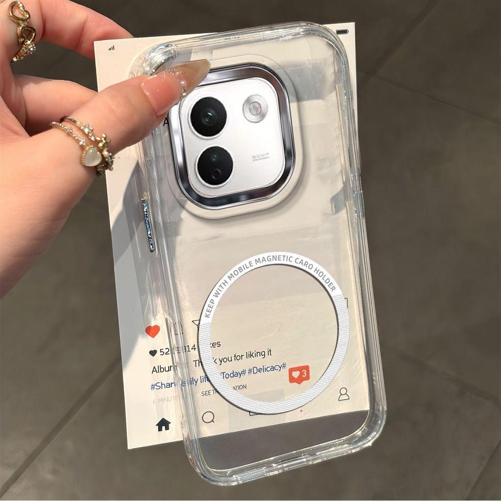 Magnetic Clear Phone Case for Xiaomi Redmi Note 17 Pro Max 5G Card Insert DIY Photo Holder Soft TPU Cover
