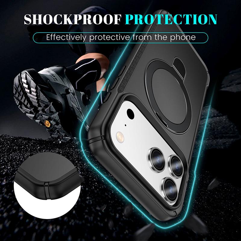 IPhone 17 Pro Max Magnetische Military-Grade Ständerhülle, Stoßfeste Schutzhülle, Kompatibel mit 16 & 15