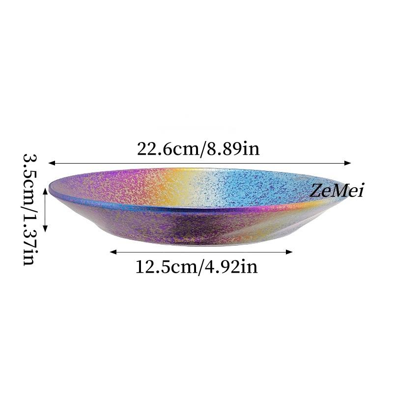 Pure Titanium Ice Flower Double-Layer Pasta Plate, Western Round Tray, Dining Plate for Home and Restaurant, Large Tableware