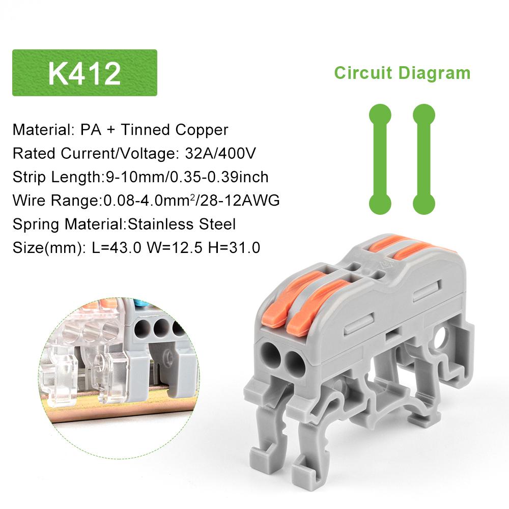 Din Rail Wire Connector  Fast Universal Compact Electric Cable LED Light Lamp Conector Wiring Conductor Terminal Block 2/3pin