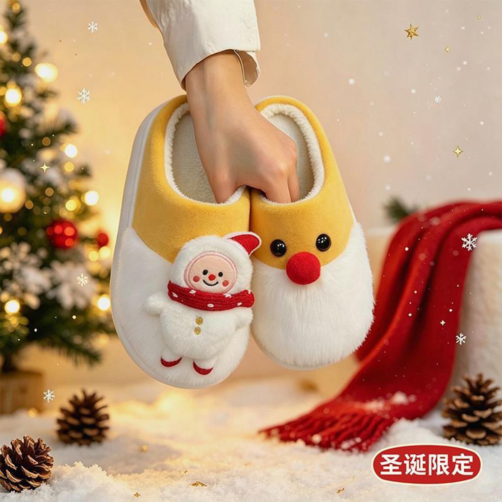 Women's Christmas Santa Warm Cozy Cotton Slippers for Winter Indoor Home and Daily Wear