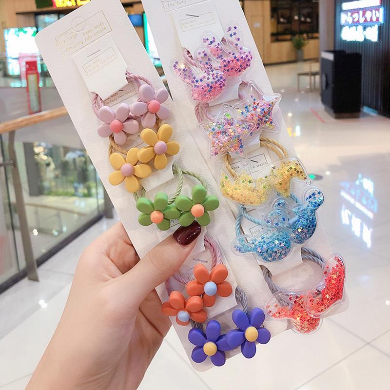 10Pcs/Set Girls Cute Cartoon Animal Rubber Band Elastic Hair Bands Children Headwear Hair Accessories Kids Headband Ornaments
