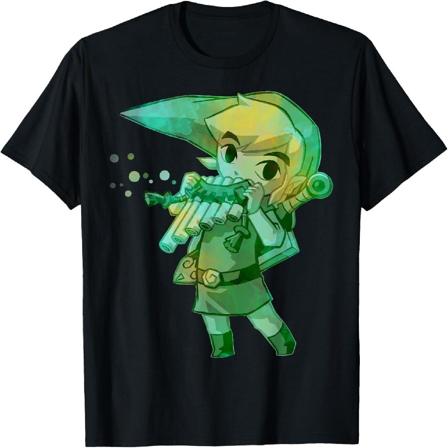 Nintendo Legend Of Zelda Link Playing Music Portrait T-Shirt XXXXXL чёрный