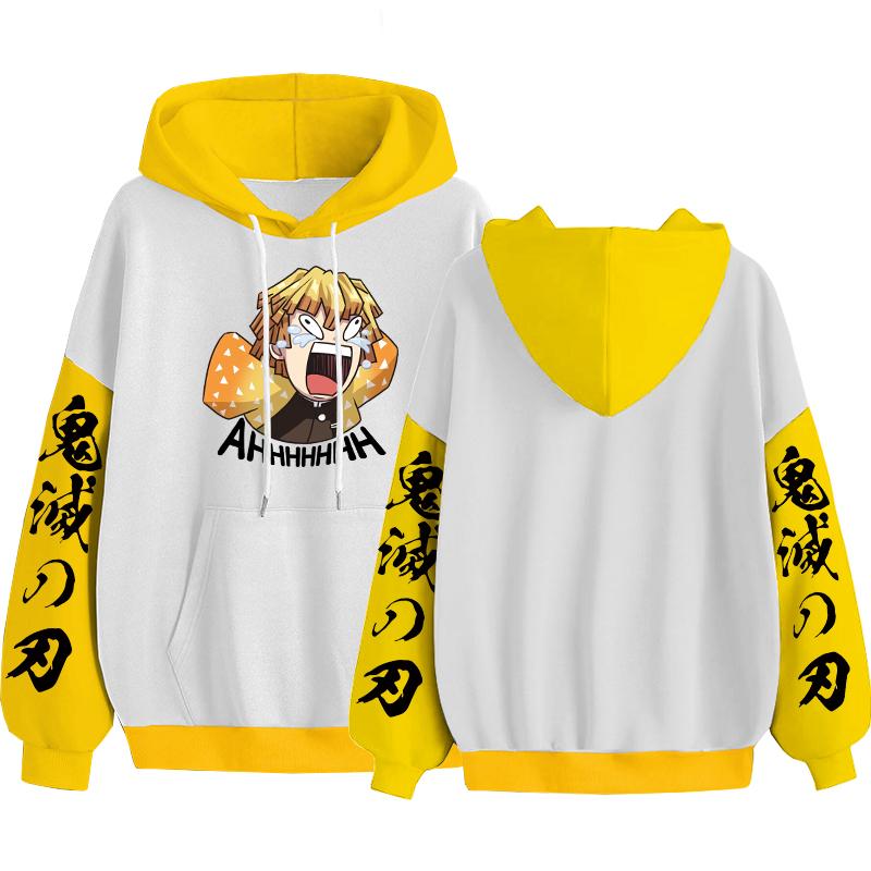 

Япония Аниме Убийца Демонов Агацума Зеницу Забавный Принт С Капюшоном Мужские Женские Толстовки Kimetsu No Yaiba Свитшот Harajuku Уличная Одежда XXL жёлтый