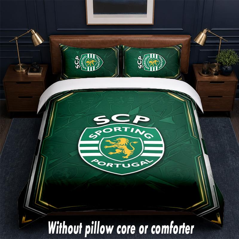 Sporting CP FC Design Bed Bedding Set 1 Duvet Cover + 2 Pillowcases Soft Breathable Household Bed Linens