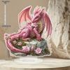Vibrant Pink Dragon Decoration - Floral Accents, Exquisite Bohemian Style Acrylic Tabletop Decor, Multipurpose Sign, Home Tabletop Decorations, Nurse