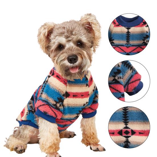 Pet Clothes Eye-catching Super Soft Polyester Puppy Irregular Pattern Print Sweater Pet Supplies for