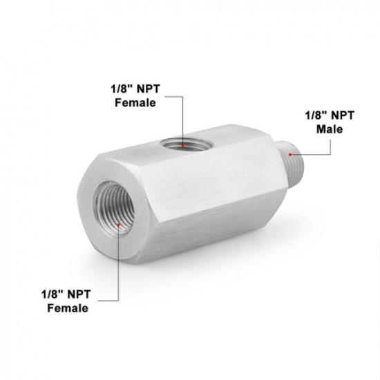 1/8" NPT Oil Pressure Sensor Tee To NPT Turbo Supply Feed Line Gauge Adapter