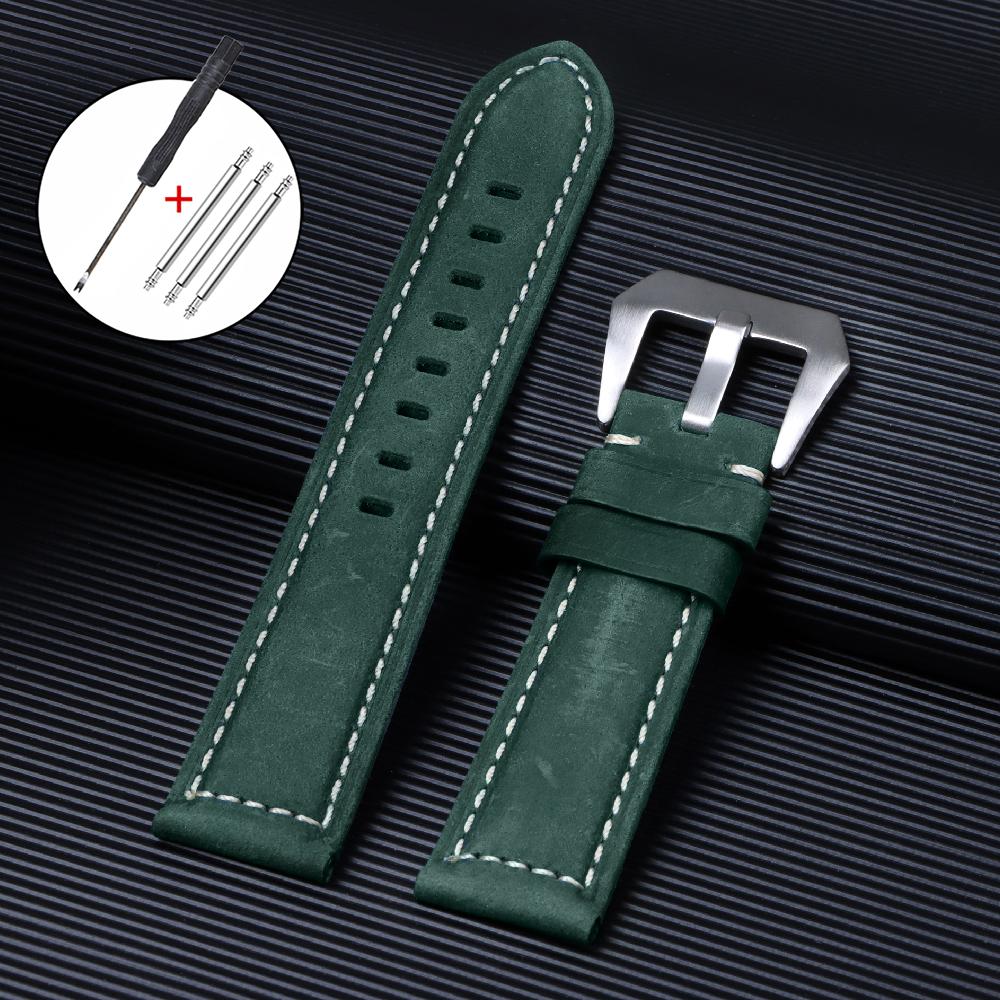 Genuine Leather Watch Band for Panerai Stitching Crazy Horse Cowhide Strap Men Sport Bracelet Watchband 20mm 22mm 24mm Wristband