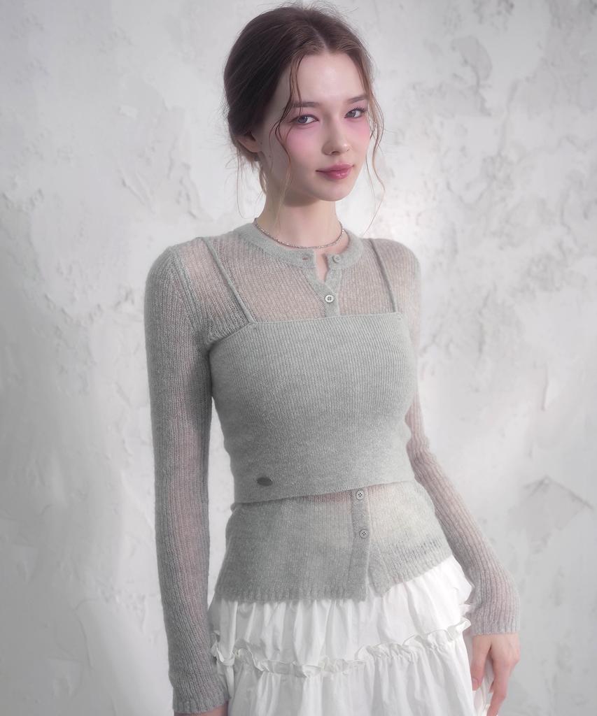 VIVACIOUS Bustier Layered Set Knit Cardigan_5 Colors
