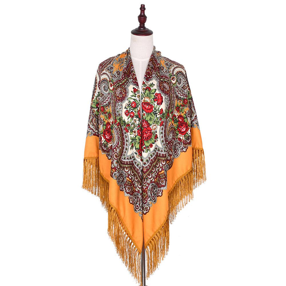 160*160Cm Women Russian Scarf Luxury Floral Print Scarves Wraps Big Size Handkerchief Babushka Bandana Beach Travel Shawls