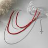 Fashion Red Rice Bead Tassel Brooches for Women Punk Multi-Layer Chain Star Pendant Brooches Suit Clothes Jewelry Accessories