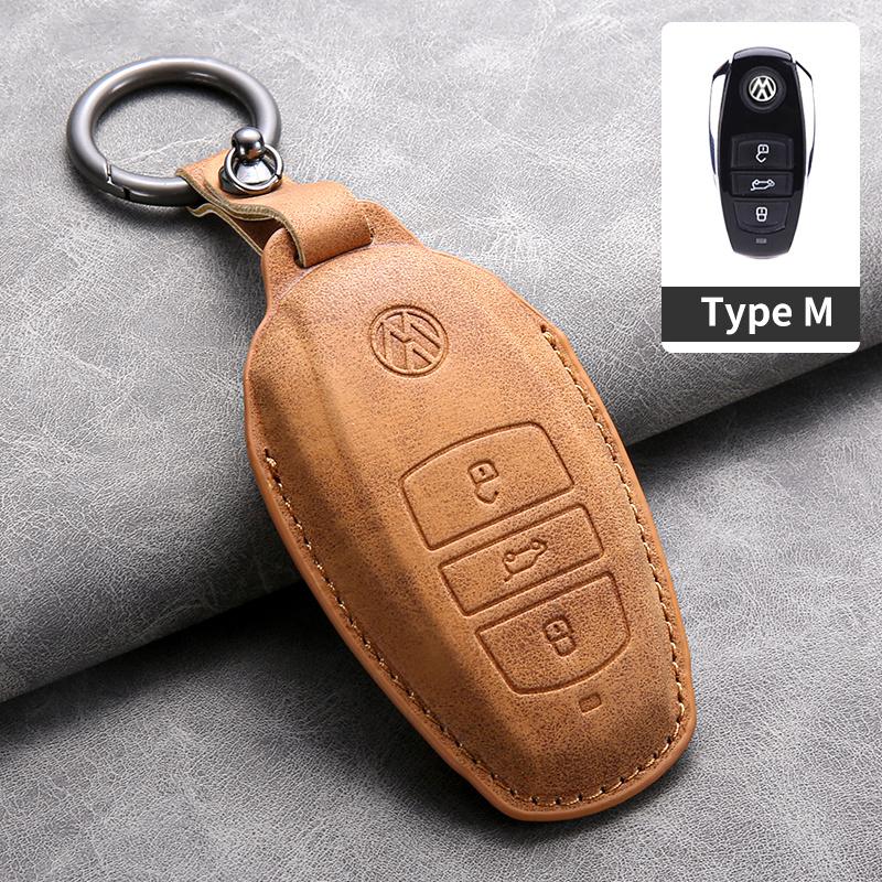 

For VW Suede Leather Car Key Case Shell Fob for VW Volkswagen Touareg 2011 2012 2013 2014 2015 2016 2017 2018 Auto Keychain Ac
