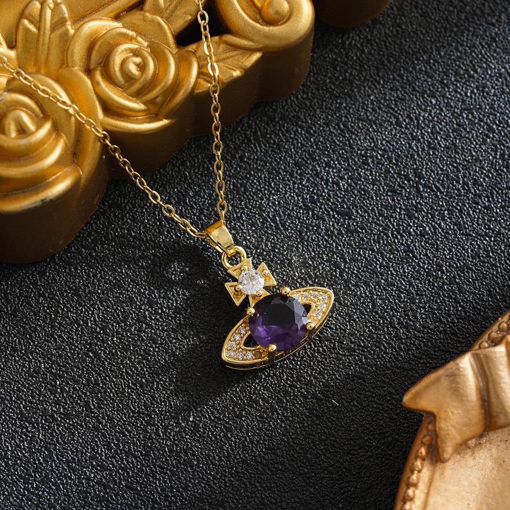 Europeisk & Amerikansk Lyx Zirkon Universum Saturnus Halsband