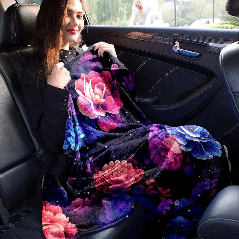 1pc Flower Printing Lightweight Flannel Blanket, Comfortable and Warm Blanket, for Camping Sofa Bed and Couch Office, Suitable for Gift Blank