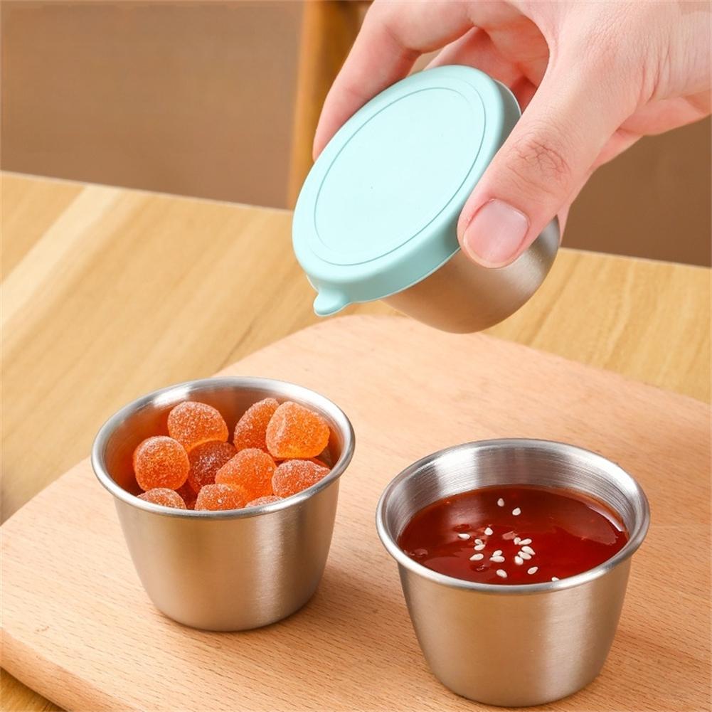 6 Pieces Stainless Steel Snack Containers with Leakproof Silicone Lids Stackable Bowls for Lunchboxes and Outdoor Meals