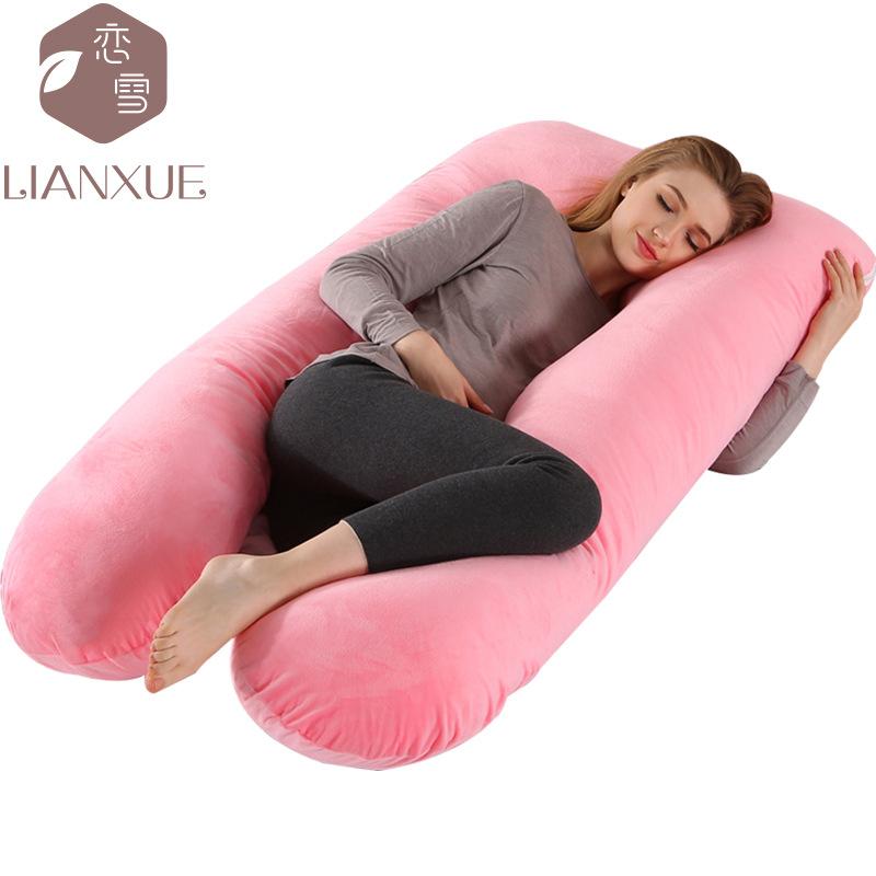 Crystal Velvet U-shaped Pregnancy Pillow Waist Protection Side Sleeping Pillow Breastfeeding Multifunctional Hug Pillow
