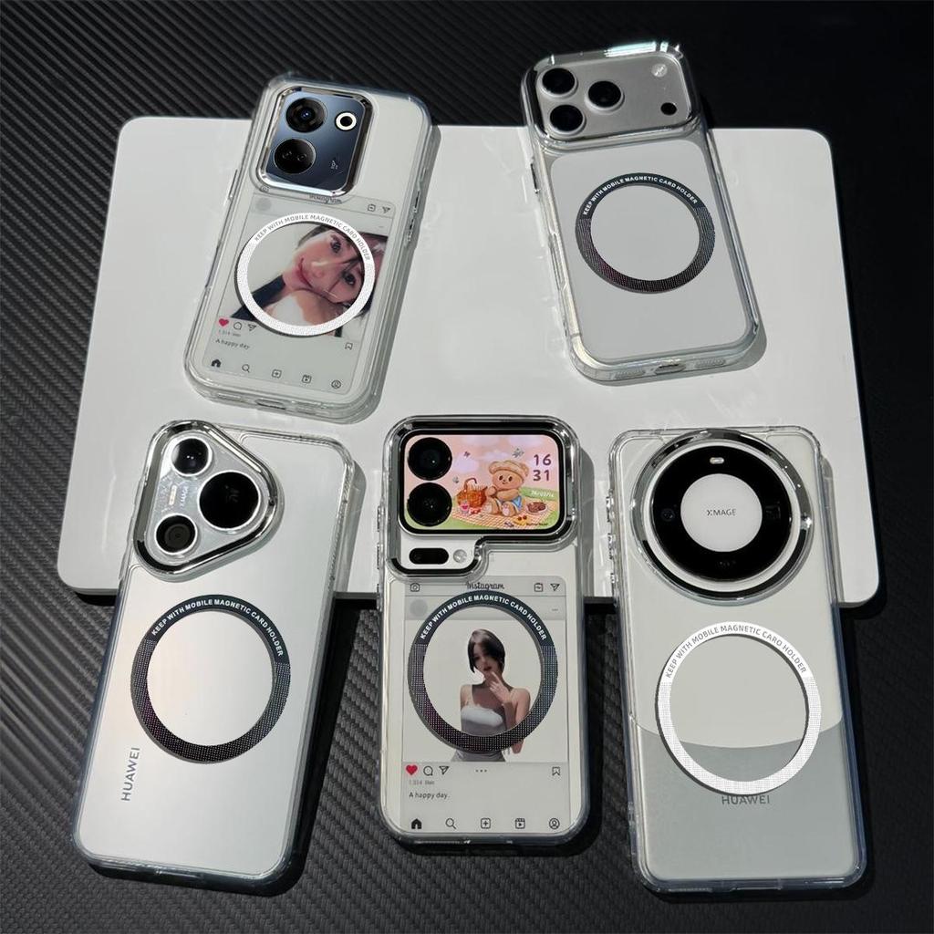 Magnetic Clear Phone Case for TECNO CAMON 20 4G,20 Pro 4G Card Insert DIY Photo Holder Soft TPU Cover
