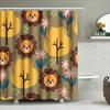 Animal Cartoon Shower Curtain Set Decorative Bath Tubs Waterproof Printing Polyester Fabric Kids Bathroom Accessories Yellow Pin